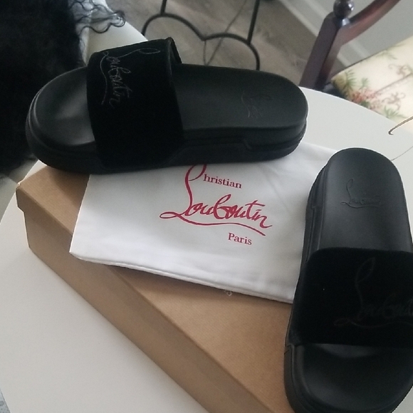 Christian Louboutin Black Velvet Sandals - Picture 5 of 5